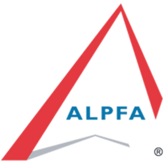 A red triangle with the letters alpfa in it.